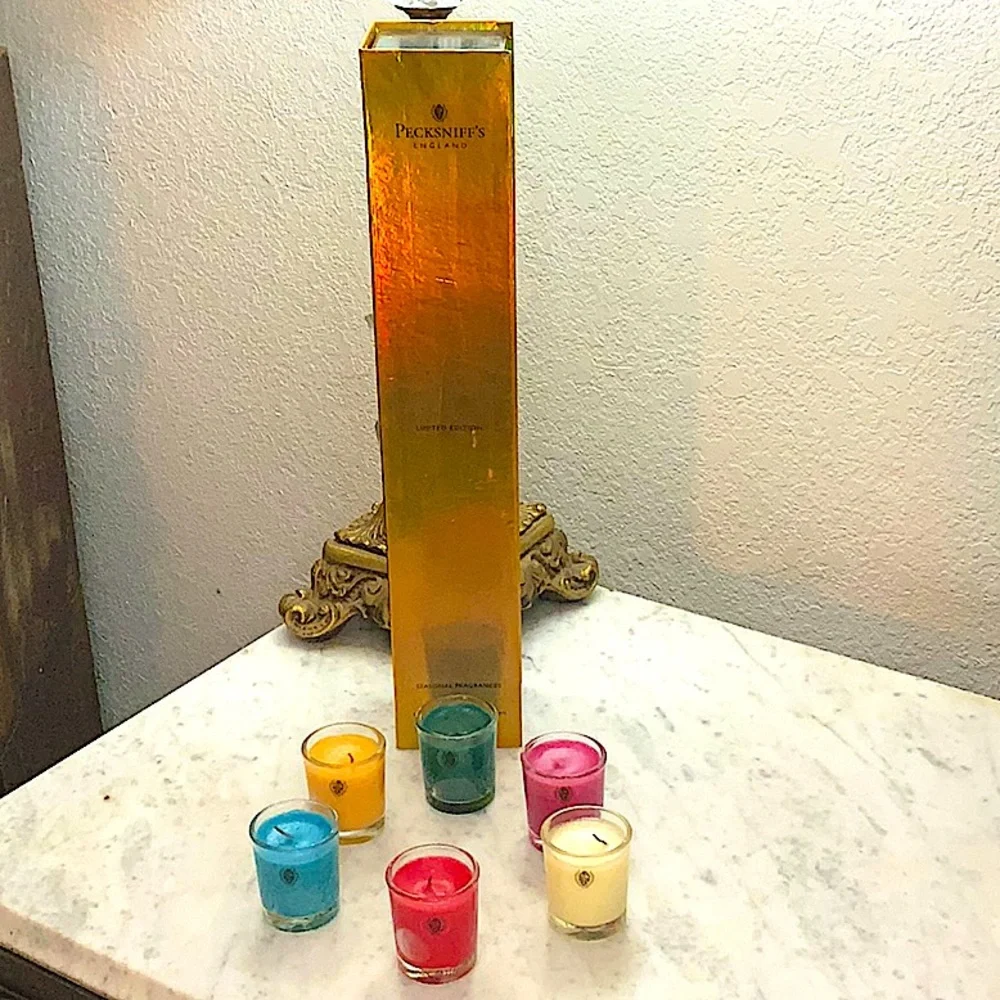 PECKSNIFF’S ENGLAND SEASONAL FRAGRANT CANDLES MINI SET OF 6 LUXURY VOTIVES NEW - Picture 4 of 13